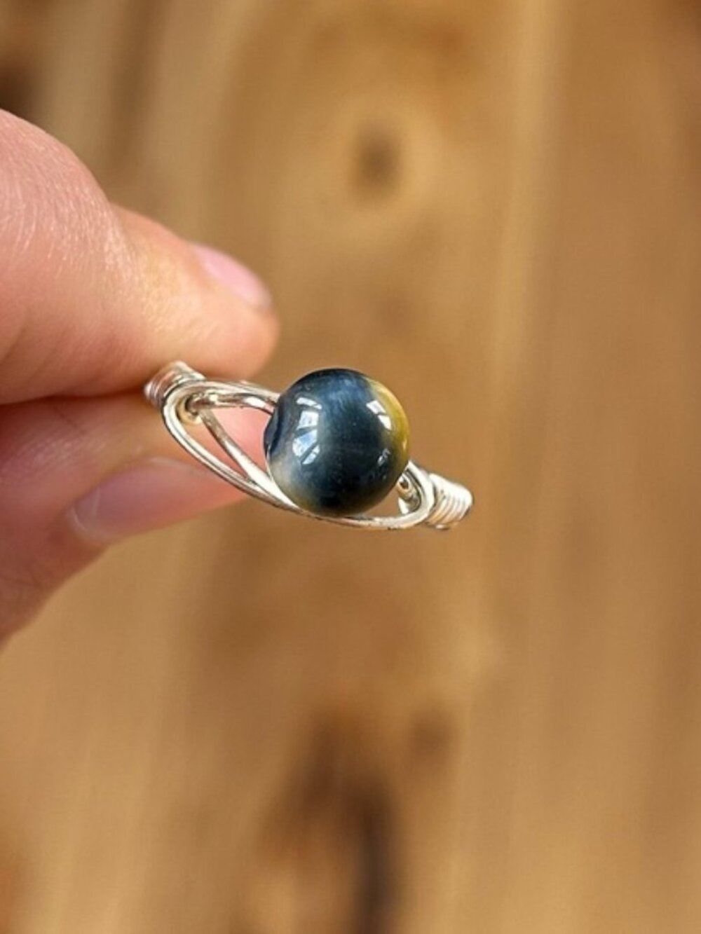 Cat's Eye Wire-wrapped Ring
